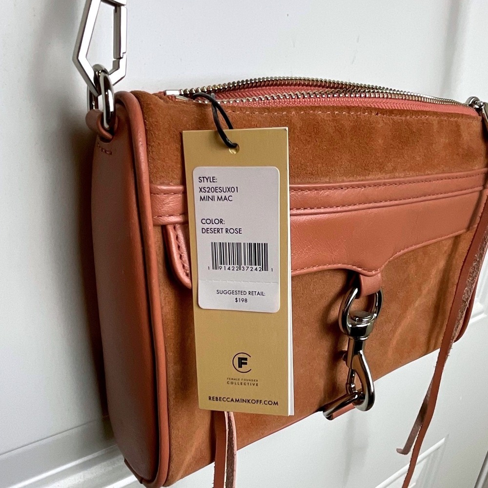 Rebecca Minkoff Mini MAC Crossbody Bag Desert Rose Suede Leather XS20ESUX01 - Picture 5 of 8